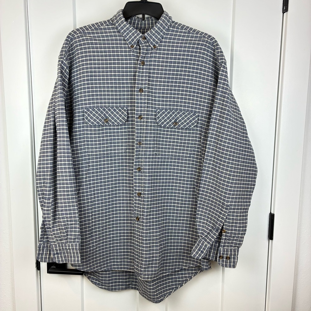 Field Gear Men's Button Down Gray Flannel Long Sleeve Shirt Size XLT  h
